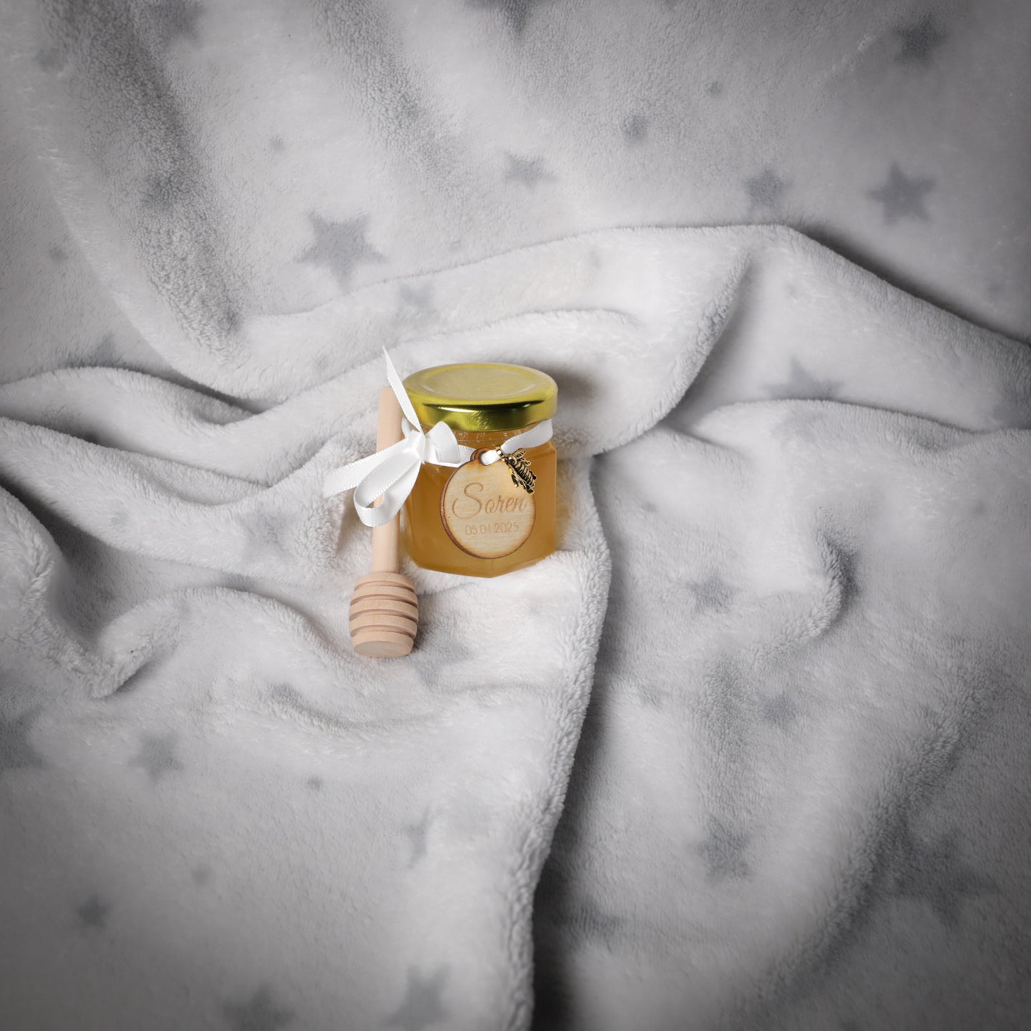 Mini pot de miel d'Alsace personnalisé pour baptême