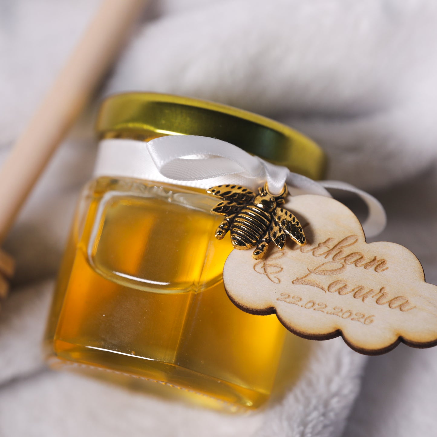 Mini pot de miel d'Alsace personnalisé pour mariage