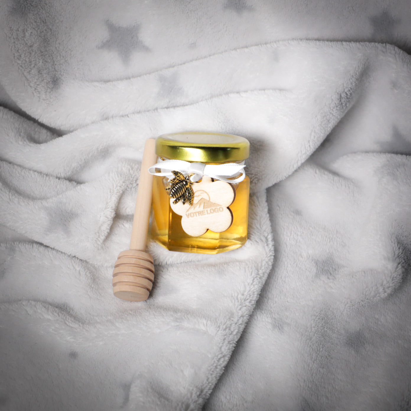 Mini pot de miel d'Alsace personnalisé pour cadeau d'entreprise