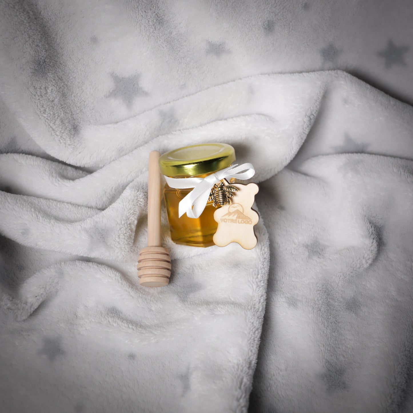 Mini pot de miel d'Alsace personnalisé pour cadeau d'entreprise