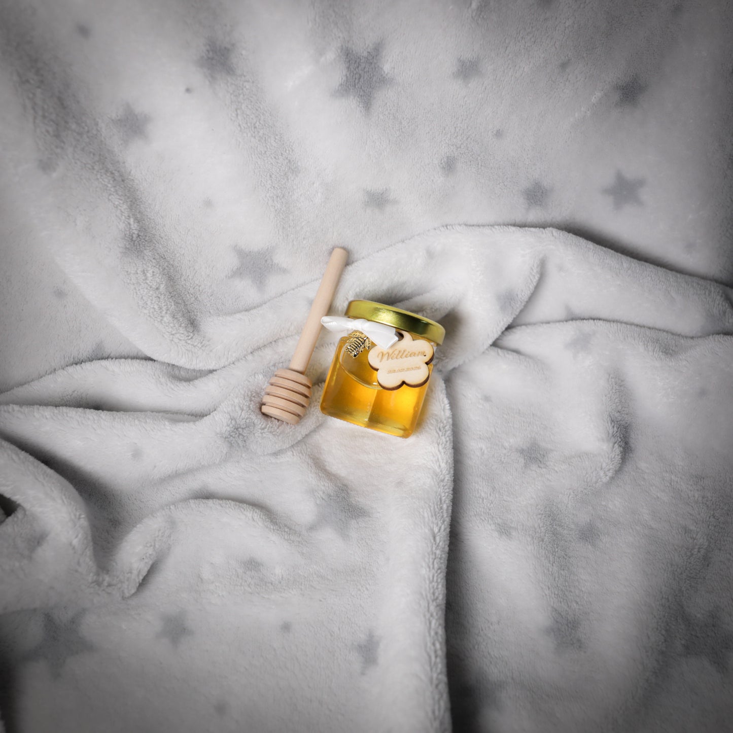 Mini pot de miel d'Alsace personnalisé pour baptême