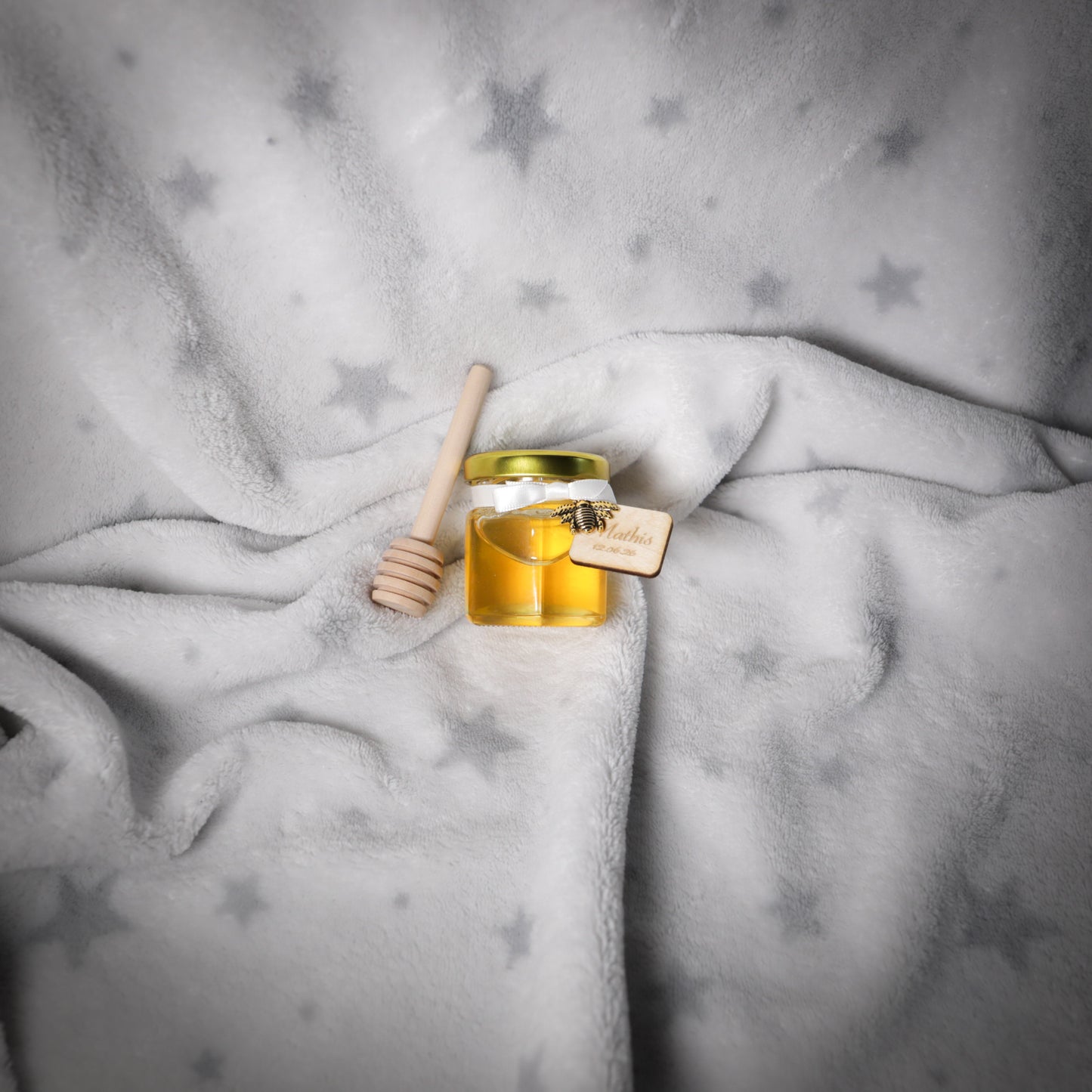 Mini pot de miel d'Alsace personnalisé pour baptême