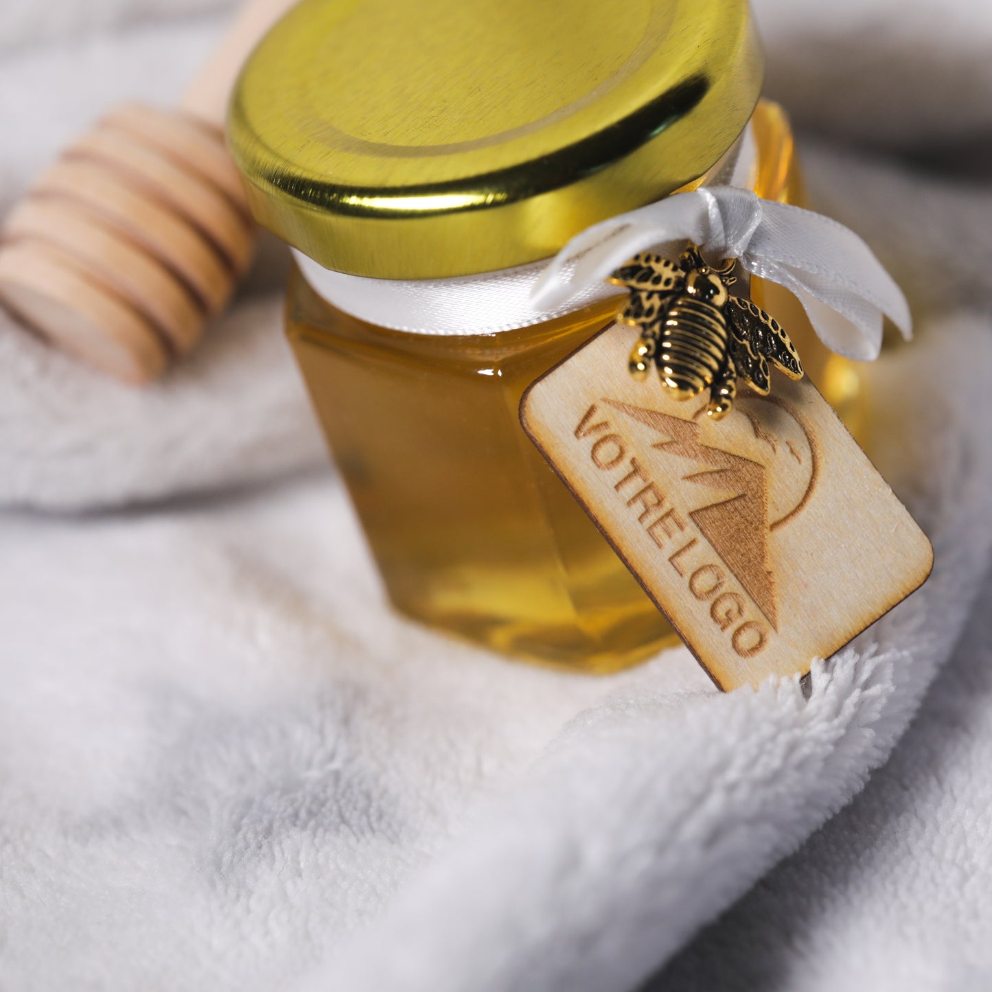 Mini pot de miel d'Alsace personnalisé pour cadeau d'entreprise